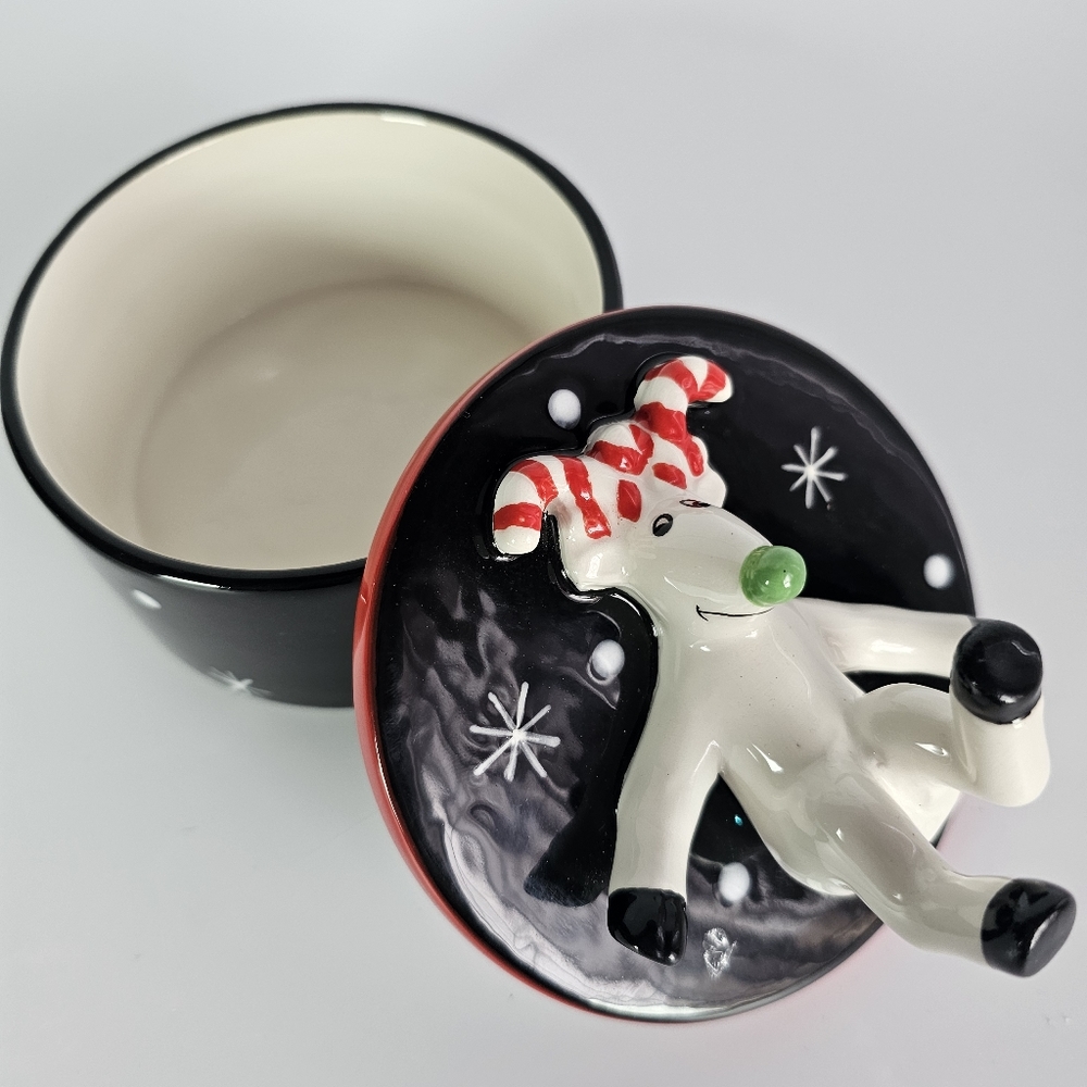Holiday Moose Christmas Container Dish 5"